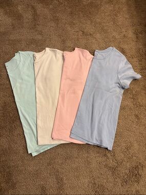 Pastel Crew Neck Tee Bundle - Mint, Cream, Pink, Light Blue